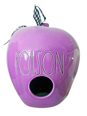 Rae Dunn Purple 'POISON' Ceramic Apple Decor